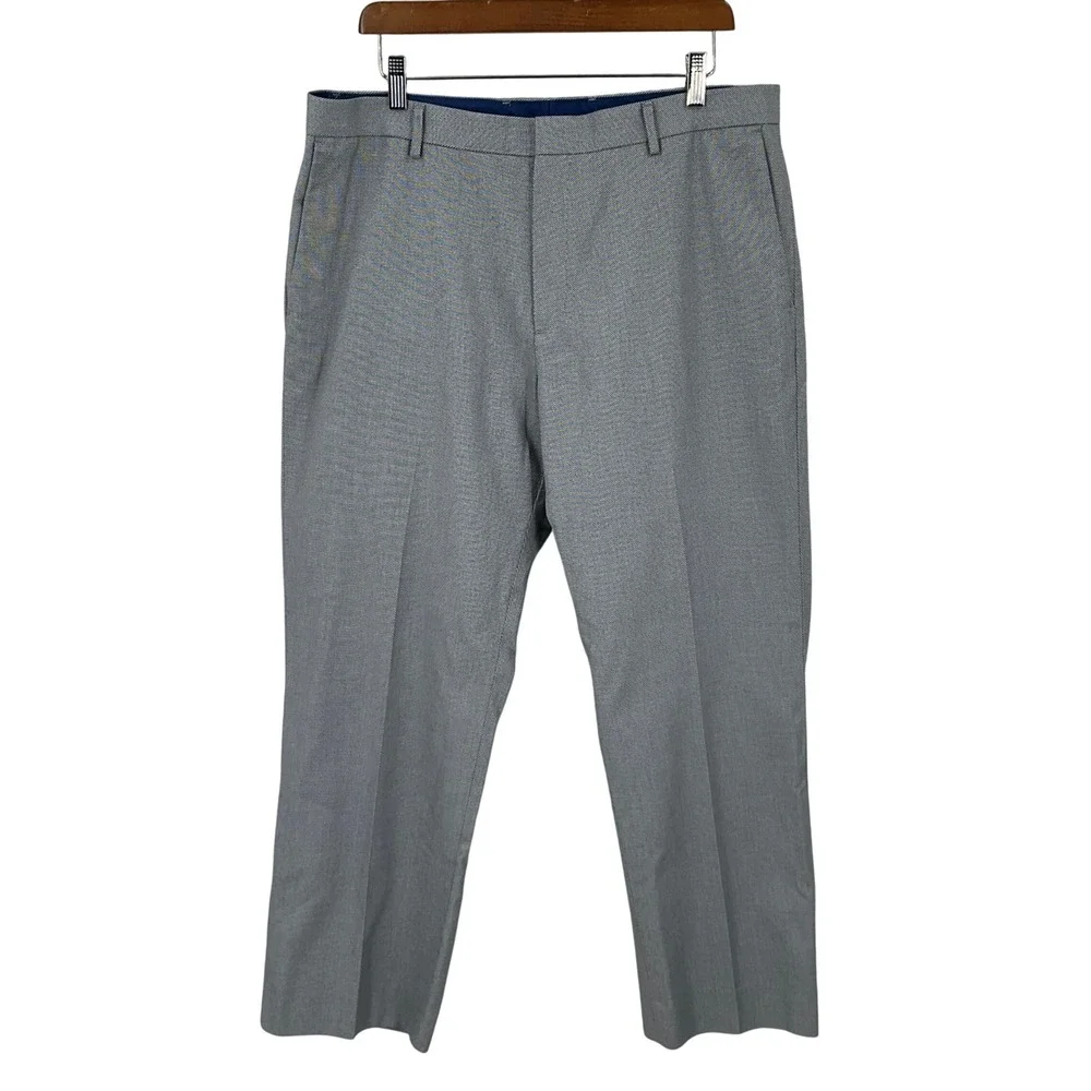Banana Republic Dress Pants Mens 36x28 Grey Cotton Non-Iron Tailored Slim Fit